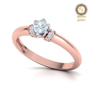 Solid Gold Round Cut Moissanite Engagement Ring, Solitaire Promise Ring, Proposal Ring, Art Deco Ring, Anniversary Gift for Women, Wife, Her