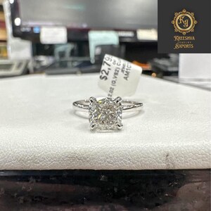 2.0 CT Solitaire Cushion Cut Moissanite Engagement Ring, Wedding Ring, 14K Solid White Gold Ring, Anniversary Gift, Ring For Her