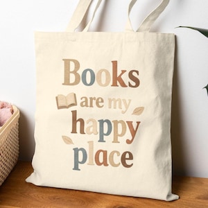 ブックラバー トートバッグ – フェイクステッチパッチワーク、ニュートラルキャンバスショッパー