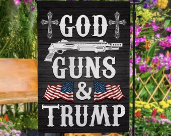Cross God Guns and Trump Pro Trump Pro Guns American House Flag