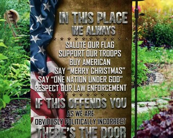 Patriotic Garden Flag – Salute Our Flag, Support Troops, Buy American – Outdoor Decor