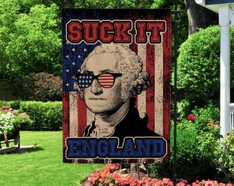 Vintage George 1776 Suck It England Funny 4th of July House Flag