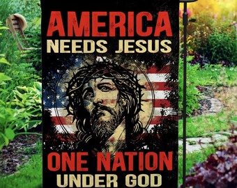 America Needs Jesus One Nation Under God Christian American Outdoor House Flag