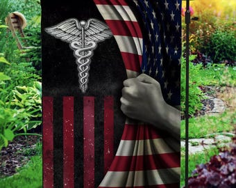 Caduceus Medical Symbol Flag – American Nurse Outdoor Garden Flag