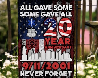 9/11 Never Forget 20th Anniversary Garden Flag – Patriot Memorial Tribute