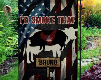 Personalized I’d Smoke That BBQ Grilling Party American 4th July Garden House Flag