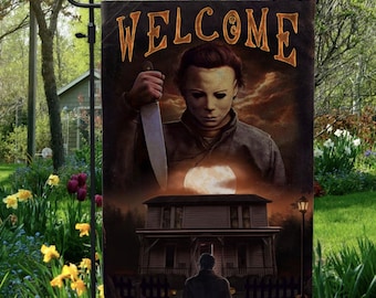 Halloween Welcome Michael Myers Decorative Garden Flag– Halloween Wall Flag