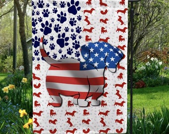 Dachshund American Flag Decorative Garden Flag – House Flag – Dachshund Flag