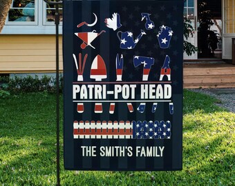 Personalized Patri-Pot Head Plant Lover Gardener Farming Tool Patriotic American 4th July
