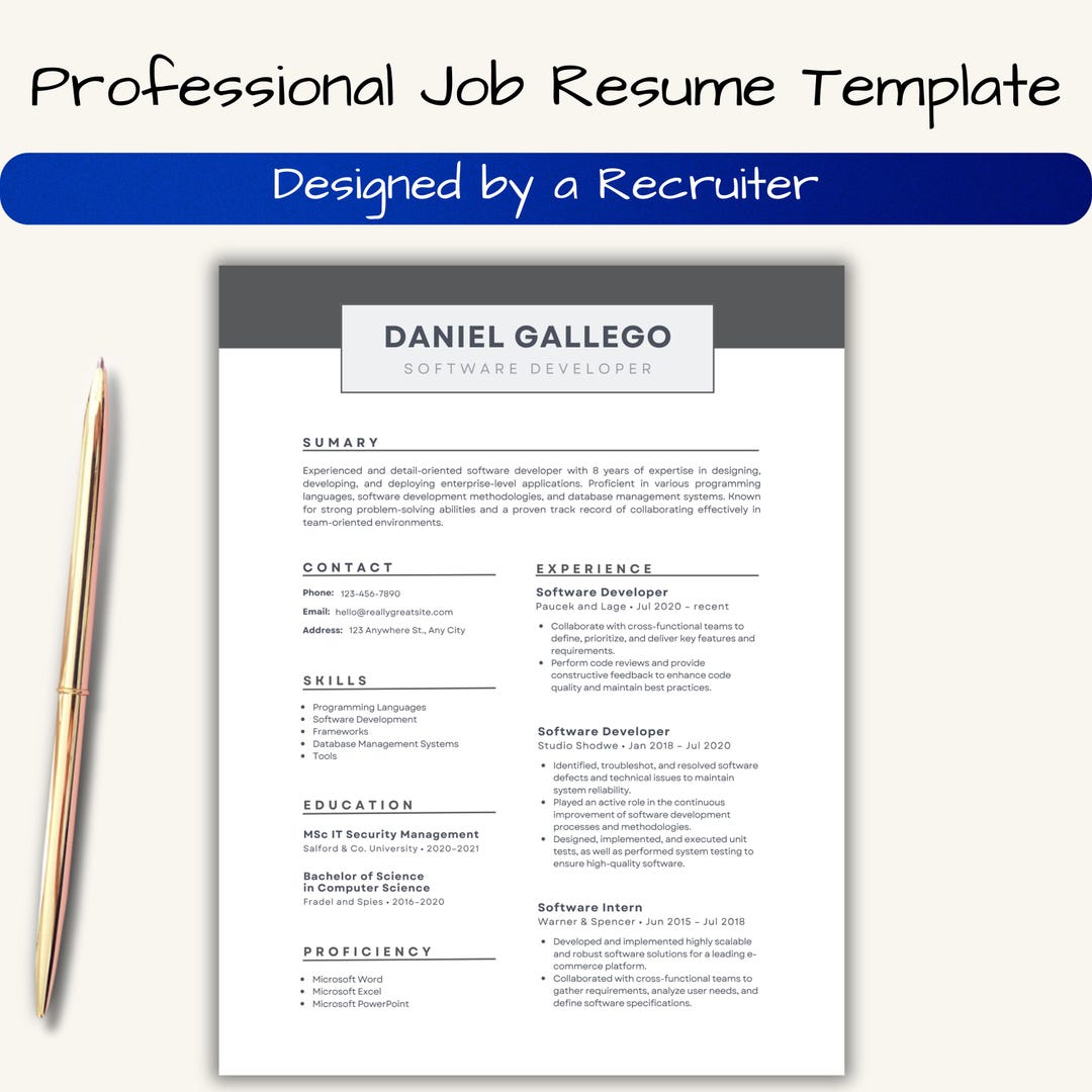 ATS Friendly Resume Template for - Il 1080xN.7082876005 Bt2v
