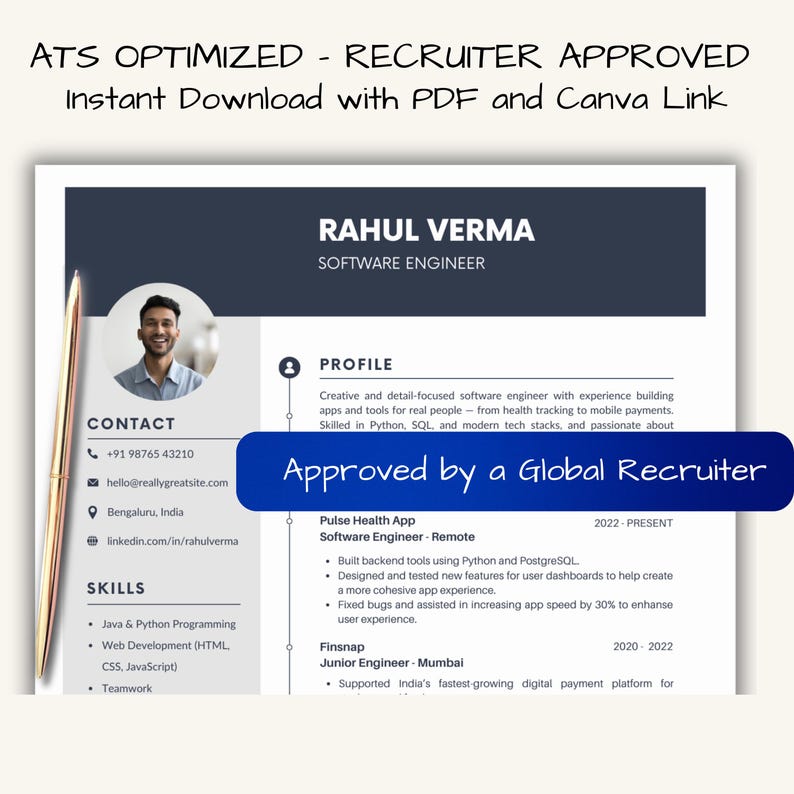 Tech Resume Template for Canva | Software Engineer Resume | One Page