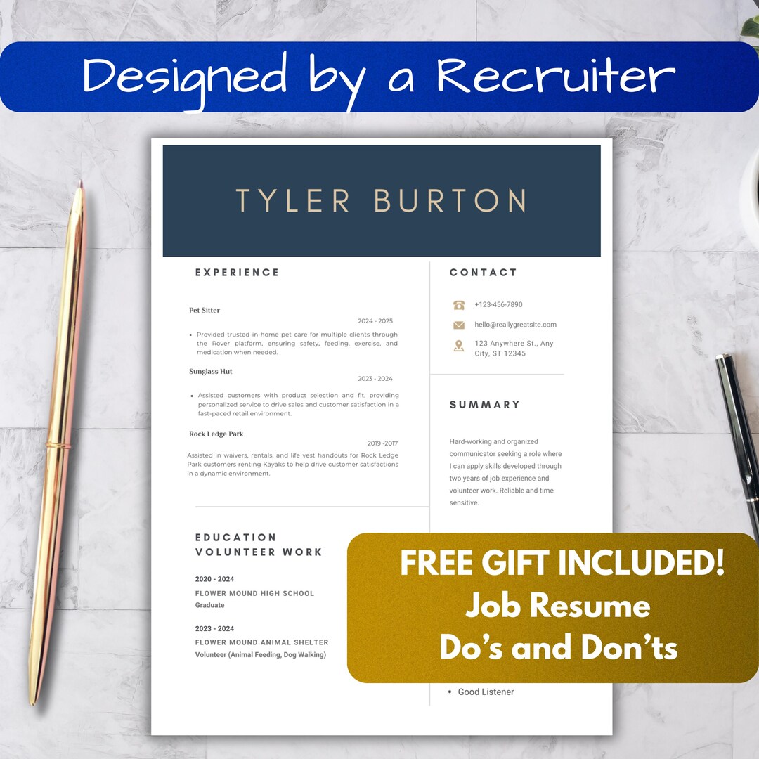 Teen Boy Resume Template – First Job Resume for High School Students ...