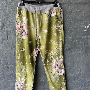 Damen Sommer Hose Elastisch Taille Hose Bedruckt Hose Baumwolle Sommerhose Sommer Hose Italienische Hose Frühlingshose Hose Damen Einheitsgröße 16-22