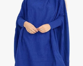 Women's Hi Neck Batwing Tassel PonchoFine Knit Winter Shawl Jumper Top One Size 10-28 Oversized Knit Poncho for Women Plus size Clothing