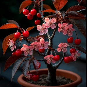 200 SEEDS Mini Dwarf Cherry Tree – Grow Your Own Sweet Cherry Fruit Plant Indoor/Outdoor Easy to Cultivate
