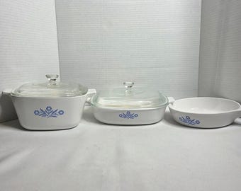 Vintage Corningware Blue Cornflower Cookware Set