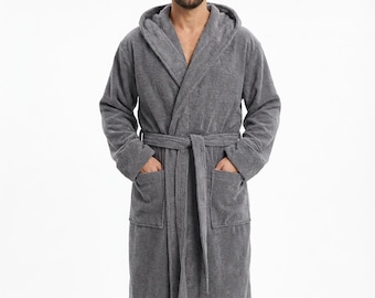 Męski szlafrok frotte z kapturem, turecki bawełniany szlafrok do spa