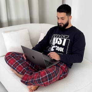 Men’s Winter Loungewear Set, Cotton Pajama Set with Long Sleeve&Pants, Warm Knit Sleepwear, Men&#39;s Night Clothes , Mens Relaxed Fit