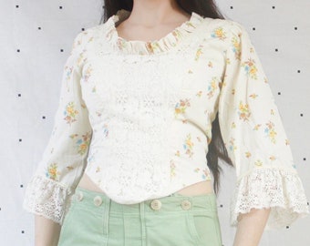 60s 70s true vintage prairie romantic corset blouse