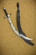 Scimitar Tribal Belly Dance Baladay Sword Silver Blade Silver Hilt Black Wood Handle Shamshir Curved Sword With Sheath product logo