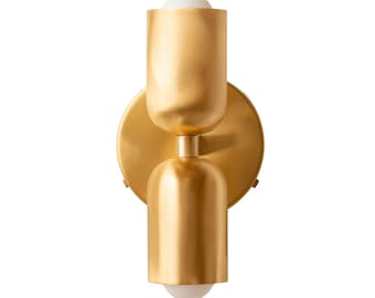 Handgemaakte massief messing wandkandelaar | Modern vintage up-down licht