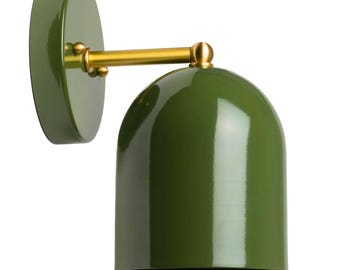 Brass Wall Sconce Green Bell: Modern Handcrafted Light Fixture