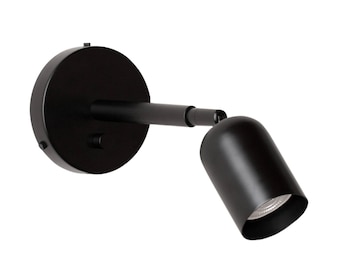 Aplique de pared negro de latón mate: lámpara de acento moderna de mediados de siglo hecha a mano