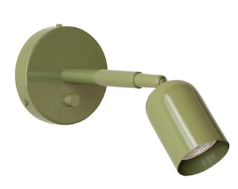 Olive Green Sconce Brass Wall Light: Mid Century Modern Handmade Fixture