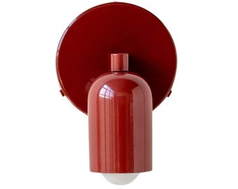 Red Wall Sconce Brass Handmade: Mid Century Modern Accent Lighting
