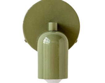 Olive Green Sconce Brass Wall Light: Mid-Century Modern Accent Lighting