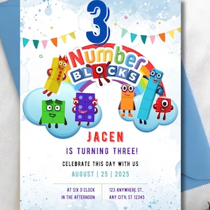 Editable Numberblocks Birthday Invitation | Digital Download | Customizable Kids Party Invite