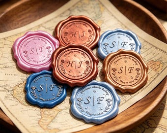 Custom Wax Seal Stickers | Premium Self-Stick Seals | Personalized with Birth Month Flowers | Perfect for Wedding Invitations,Bridal Showers