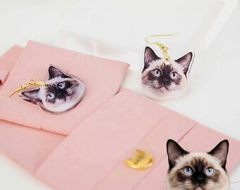 Pendientes personalizados con retrato de mascota, pendientes personalizados de gato, perro y cara, un bonito regalo para amantes de las mascotas/mamás.
