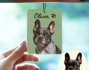 Custom Watercolor Pet Portrait Air Freshener - Personalized Pet Photo Car Air Freshener, Gift for Pet Lovers