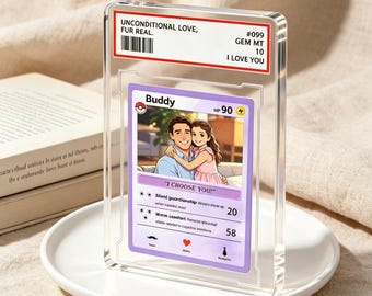 Personalisierte Fotokarte im Anime-Stil - Personalisierte Fotokarte mit Staffelei, einzigartiges Geschenk für spielende Väter