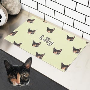 Custom Pet Photo Portrait Placemats , Personalized Cat/Dog Placemats, Pet Feeding /Non-Slip/Waterproof Food Mat,Pet Birthday Gift