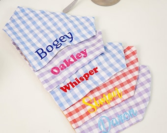 Embroidered Name Pet Bandana: Personalized Cotton Dog Scarf, Dog birthday gift
