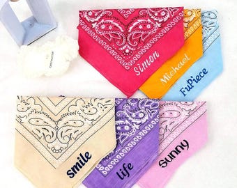 Personalized Embroidered Bandana,Custom  Name Scraf for People&Pets,Wester Style Gift