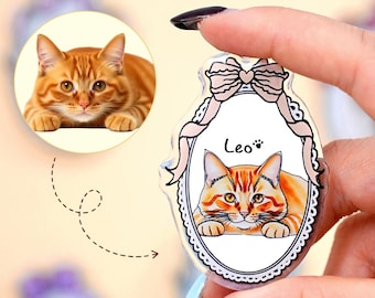 Custom Pet Fridge Magnets | Personalized Photo/Watercolor Cat Dog Fridge Magnets, Gift for Pet Lover