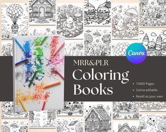 15,000+ Printable Coloring Pages Bundle | PLR & MRR Rights | Digital Coloring Books for Kids and Adults