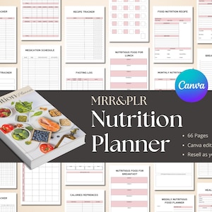 PLR nutritional planner, Master Resell Rights, plr planner, plr digital products, resale planner, PLR templates, MRR, Canva templates