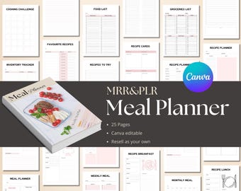 Mahlzeitenplaner plr, Master Resell Right, PLR Planer, plr digitale Produkte, Wiederverkaufsplaner, PLR Vorlagen, MRR, Canva Vorlagen, Rezeptplan