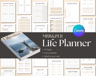 Life Planner PLR, Master Resell Rights, plr Planner, Digital plr Products, Resale Planner, PLR Templates, MRR, Canva Templates, Life Planner