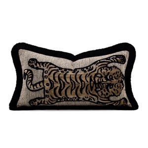 Chivasso Wild Kiss Tiger cut velvet pillow cover, designer animal motif, statement couch decor