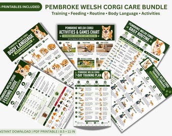 Corgi Training Bundle Printable, Pembroke Welsh Corgi Puppy Guide, Dog Training Chart, Feeding, Routine, Behavior & Activities