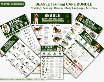 Tabla de actividades para beagles imprimible, guía de juegos de enriquecimiento para perros, tabla de ejercicios para beagles, juegos de entrenamiento para cachorros, póster de cuidado canino, rutina de mascotas en PDF