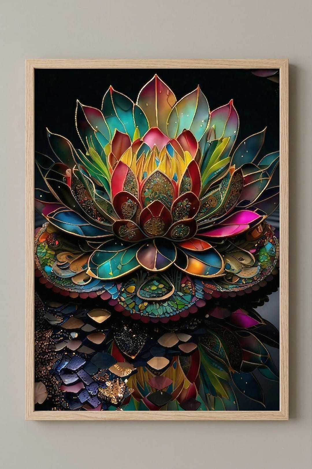 Rainbow Lotus Flower Wall Art Print • Spiritual Meditation Poster ...