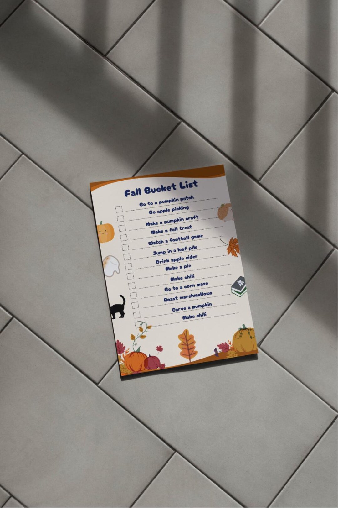 Fall Bucket List Printable for Kids | Autumn Family Activity Checklist ...