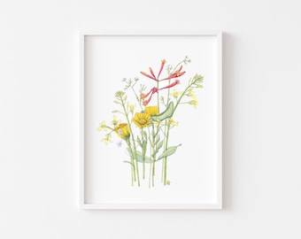 Edible Salad Flowers Watercolor Original 11x14" Botanical Illustration