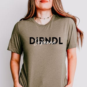 Personalized Oktoberfest T-Shirt – &quot;Dirndl&quot; with Custom Name | Unisex Bella+Canvas Shirt | Oktoberfest Outfit Wiesnoutfit
